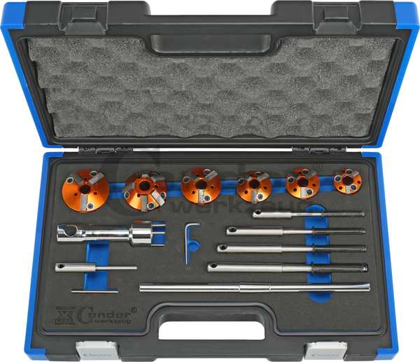 Coffret rectification de soupapes avec tige de centrage et 6 fraise 30