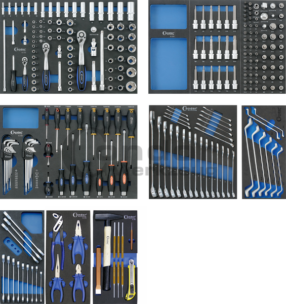 Servante d'atelier XL avec plateau en bois | 7 tiroirs | 1 compartiment de  rangement | Avec 265 outils et accessoires