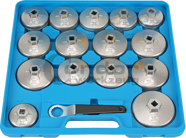 Clés pour filtres à huile cloche, Coffret ultra pro17 pcs., Aluminium