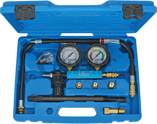 EBTOOLS Kit de testeur de compression de cylindre de moteur testeur de fuite de cylindre Kit de détecteur de fuite de compression à double manomètre 0-7bar/0-100psi 