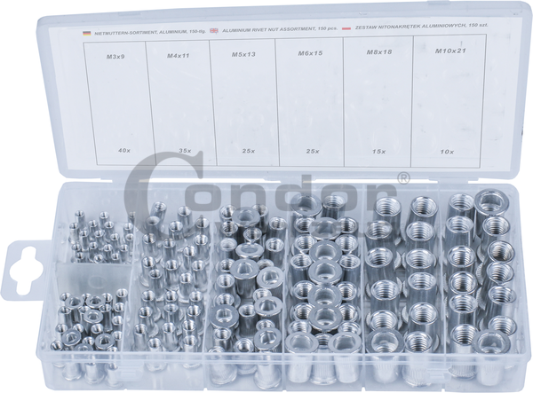 BGS 14127, Assortiment d'écrous rivets, aluminium