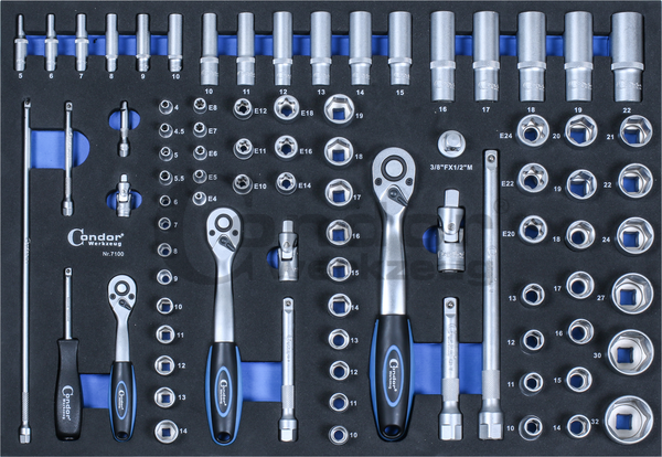 Douilles Super Lock, Module servante d'atelier 3/3, 85 pcs.