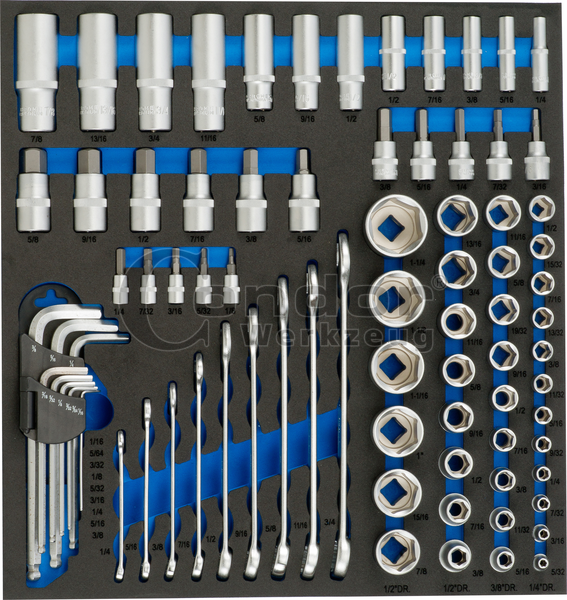 Module mousse cliquet à verrrouillage 1/4 et douilles en pouces 